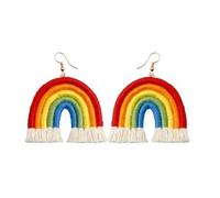 StyleJella Orecchini pendenti da donna con nappe a strati arcobaleno bohémien, alla moda, fatti a mano, leggeri, con frange, accessori da regalo, Poliestere, Nessuna pietra preziosa