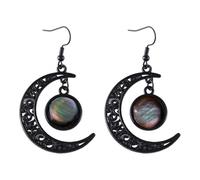 StyleJella Orecchini pendenti da donna in stile gotico, con zirconi neri e luna: gotico scuro, strega, vampiro, costume cosplay, gioielli accessori con cristallo, design vintage punk a mezzaluna
