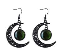 StyleJella Orecchini pendenti da donna in stile gotico, con zirconi neri e luna: gotico scuro, strega, vampiro, costume cosplay, gioielli accessori con cristallo, design vintage punk a mezzaluna