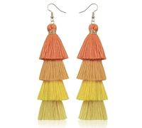 StyleJella Orecchini pendenti leggeri fatti a mano con nappe bohémien, per donne e uomini, lunghi orecchini pendenti con frange alla moda, idea regalo, Poliestere, Nessuna pietra preziosa