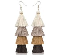 StyleJella Orecchini pendenti leggeri fatti a mano con nappe bohémien, per donne e uomini, lunghi orecchini pendenti con frange alla moda, idea regalo, Poliestere, Nessuna pietra preziosa