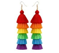 StyleJella Orecchini pendenti leggeri fatti a mano con nappe bohémien, per donne e uomini, lunghi orecchini pendenti con frange alla moda, idea regalo, Poliestere, Nessuna pietra preziosa