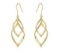 StyleJella Orecchini pendenti lunghi da donna, placcati in oro 14 carati, ipoallergenici, design a doppia linea, gioielli alla moda, perfetti per anniversari e regali di compleanno, Ottone, Nessuna