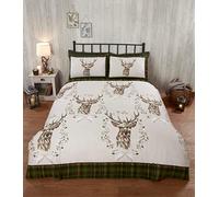 StylemyBedroom ANGUS STAG - Set copripiumino invernale in flanella di cotone spazzolato, 100% flanella (singolo, verde)