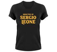 Styletex23 Directed by Sergio Leone Fan Shirt Classic Spaghetti Italo Western, Retro, Da donna, colore nero., S