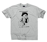 Styletex23 Migration is Not A Crime Paddington T-Shirt, Grigio, S