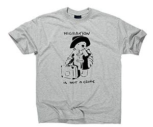 Styletex23 Migration is Not A Crime Paddington T-Shirt, Grigio, S