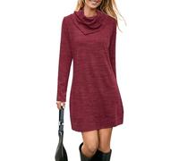 STYLEWORD Abito Lavorato a Maglia Maglione a Maniche Lunghe da Donna Invernale Caldo Tunica per l'Autunno Inverno