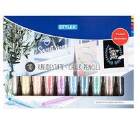 Stylex 28305 - 10 pennarelli a gesso per dipingere e creare vetro e superfici lisce, colori solubili in acqua e cancellabili a secco, ideali per finestre