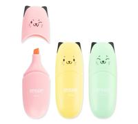 Stylex 31474-P10 - Mini evidenziatori con disegno di gatto, 10 x 2 evidenziatori in 3 colori pastello, spessore del tratto 1-5 mm, cappuccio con stampa di muso di gatto