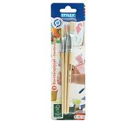 Stylex 35044 Set di 3 pennelli Piatti con setole di Dimensioni, dipingere con tavoli, tempere, acquerelli, Olio e Acrilico, Ideali per la Scuola, Legno, Multicolore, 8, 10 und 12