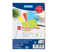 Stylex 40845-P5 Farbige Briefumschläge 40845-P5-Buste Colorate DIN C6, 5 x 20 Pezzi con Chiusura a Umido, Buste 80 g/m² in 5 Colori Vivaci, Senza Finestra, Carta, Multicolour, Set