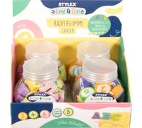 Stylex 57000-P4 - Gomme da cancellare con numeri time 4 fun, 4 confezioni | 2x 26 e 2x 24 gomme colorate per cancellare i segni di matita