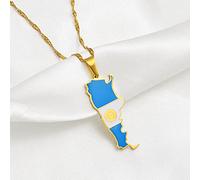 Stylish-Art Argentina con Bandiera Mappa Moda Ciondolo E Collane A Catena,Nazionale Argentina per Donna Uomo Mappe Geometria Gioielli Amuleto Ornamenti Patriottici,Gold,Catena 45Cm