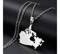 Stylish-Art Collana con Ciondolo Mappa del Canada,Attraente Collana con Ciondolo Mappa Canadese per Unisex,Articolo Patriottico Gioielli con Ciondoli per Anniversario Etnico,Argento,Catena da 45 Cm