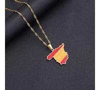 Stylish-Art Collana con Ciondolo Mappa della Spagna,Attraente Collana con Ciondolo Mappa Spagnola per Unisex,Articolo Patriottico Gioielli con Ciondolo Anniversario Etnico,Oro,Catena da 45 Cm