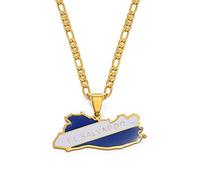 Stylish-Art El Salvador con Bandiera Mappa Collane con Ciondolo Moda,Collane El Salvador Amuleti per Donne E Uomini,Regali Anniversario Festa Stile Hip Hop,Gold,Catena 45Cm