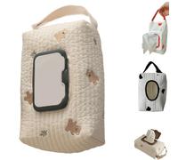 Stylish Bear Embroidery Wet Wipe Pouches,Practical Wet Wipes Storage Bag with Embroidery Designings,Portable Baby Wipe Holder for Travel and Baby Strollers (Bear Pattern)