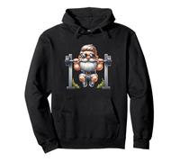 Stylish Body Building Gnome Does Pull-Ups On A Dumbbell Bar Felpa con Cappuccio