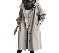 Stylish- Giacca a vento da donna, ampia, comoda, con cappuccio, elegante, per l'inverno selvaggio, Grigio, XXL
