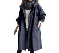 Stylish- Giacca a vento da donna, ampia, comoda, con cappuccio, elegante, per l'inverno selvaggio, Marina Militare, 4XL