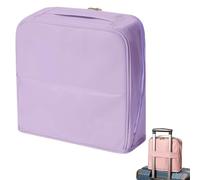 Stylish Handheld Partitioned Cosmetic Bag, Standing Make Up Bag with Mirror, Waterproof Standing Partition Makeup Bags for Travel, Bathroom or Daily Use (Purple,L)