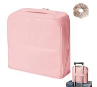 Stylish Handheld Partitioned Cosmetic Bag, Standing Make Up Bag with Mirror, Waterproof Standing Partition Makeup Bags for Travel, Bathroom or Daily Use (Pink,M)