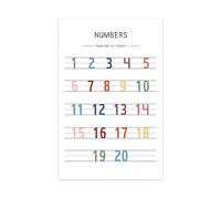Stylish Learning Poster Boho Numbers Chart for Kids Room Decor Counting to 20 Educational Gift for Toddlers Canvas Art(Unframed,12X18inch(30X45cm))