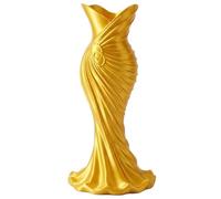 Stylish Mini Vase, 3D-Printed Elegant Dress Folwer Pot, Creative Flower Arrangement Modeling Vase, Gift For Flower Lovers Minimalist Home Decor(Gold)