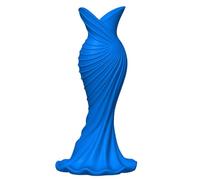 Stylish Mini Vase, 3D-Printed Elegant Dress Folwer Pot, Creative Flower Arrangement Modeling Vase, Gift For Flower Lovers Minimalist Home Decor(Blue)