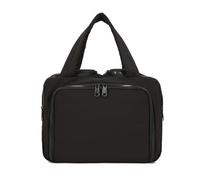 Stylish & Practical Travel Toiletry Bag, Lightweight Large Wide-Open Bag for Women - Puffy Makeup Organizer with Handle for Accessories & Toiletries on-the-go (Black)