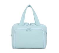 Stylish & Practical Travel Toiletry Bag, Lightweight Large Wide-Open Bag for Women - Puffy Makeup Organizer with Handle for Accessories & Toiletries on-the-go (Light blue)