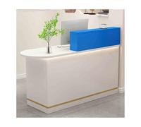 Stylish Reception Desk for Clinics & Retail Stores - Lockable Drawers 80cm White & Blue Counter for Beauty Salons and Shops Modern Design Space Saving Solution