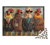 Stylish Rooster Gang Jigsaw Puzzle Impossibili 1000 Pezzi Decorazione Per La Casa. Giochi Rilassamento E Intelligence Per Adulti E Bambini Da 12 Anni 38x26cm/1000pcs