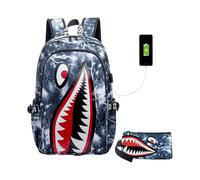 Stylish Shark Print Backpack - Spacious College Bag for Everyday Campus Use | Durable & Trendy -HK805