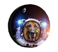 Stylish Space Astronaut Dog Shepherd German Copertura della Gomma Durevole Coperchio Ruota di Scorta Premium Copricerchi per Veicoli SUV Rimorchi 17inch
