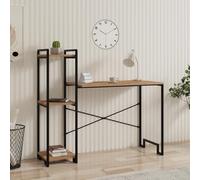 Stylish Study Desk, Atlantic Pine & Black, 120 x 108 x 45 cm | 100% melamina Coated Particle Board & Metal Frame | Durevole & Modern Design for Home Office