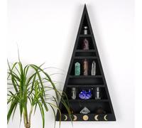 Stylish Wall Shelf, 100% legno solido, nero, 26 x 50 x 6 cm | Multiple Shelves, Wall Mountable Home Decor & Organization