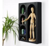 Stylish Wall Shelf, Black, 26 x 40 x 6 cm | 100% legno solido, Multiple Shelves Home Decor & Organization, Easy Wall Mounting