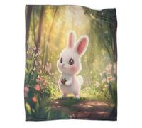 Stylishbed Coperta Con Coniglio Stampato in 3D, Soffice Coperta in Pile, Motivo Coniglietto, Sherpa, Coperta in Stile Cartoni Animati, Coperta SfoGattoa Per Letto, Divano 60x80inch(150x200cm)