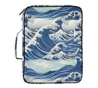 Stylized Blue Ocean Waves - Cartella portadocumenti espandibile con raccoglitore staccabile, organizer resistente con etichette colorate e