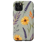 Stylized Lavender & Golden Daisy Botanical Pattern Custodia per iPhone 11 Pro