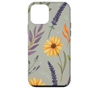 Stylized Lavender & Golden Daisy Botanical Pattern Custodia per iPhone 12 mini
