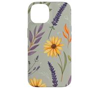 Stylized Lavender & Golden Daisy Botanical Pattern Custodia per iPhone 14