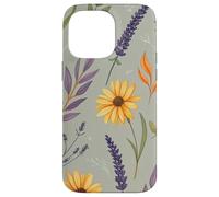Stylized Lavender & Golden Daisy Botanical Pattern Custodia per iPhone 14 Pro Max