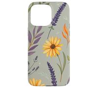 Stylized Lavender & Golden Daisy Botanical Pattern Custodia per iPhone 15 Pro Max