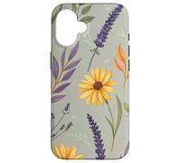 Stylized Lavender & Golden Daisy Botanical Pattern Custodia per iPhone 16