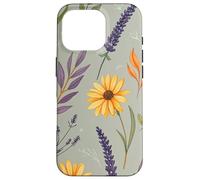 Stylized Lavender & Golden Daisy Botanical Pattern Custodia per iPhone 16 Pro