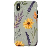 Stylized Lavender & Golden Daisy Botanical Pattern Custodia per iPhone X/XS