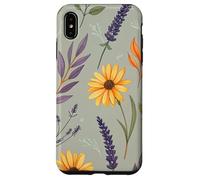 Stylized Lavender & Golden Daisy Botanical Pattern Custodia per iPhone XS Max